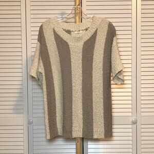 Easel Striped Round Neck Short Sleeve Oversized Sweater Women S